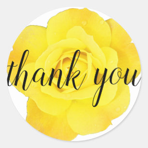 Sticker Rond Rose jaune Merci Floral Grosses Lettres Cool migno