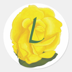 Sticker Rond Rose jaune vif, sceaux Mariages monogrammes