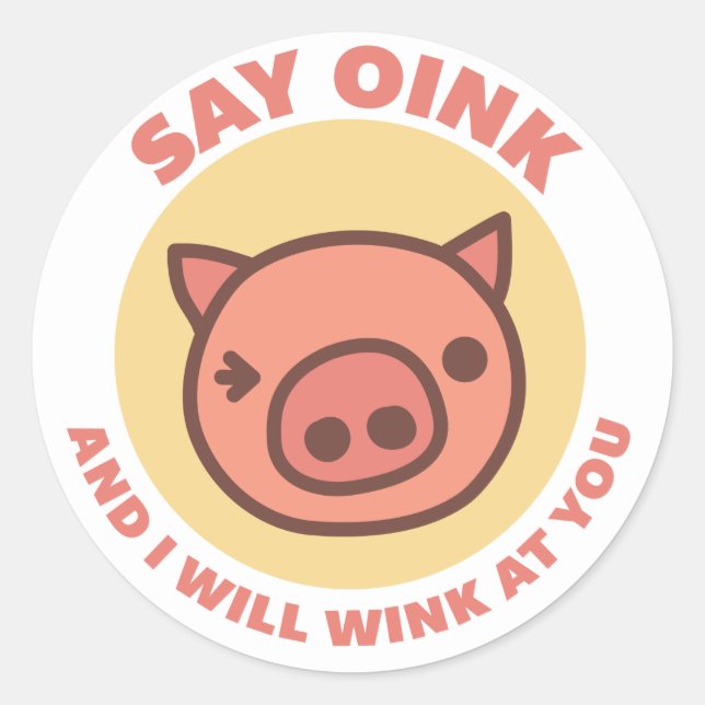 Sticker Rond Rose le cochon (Devant)