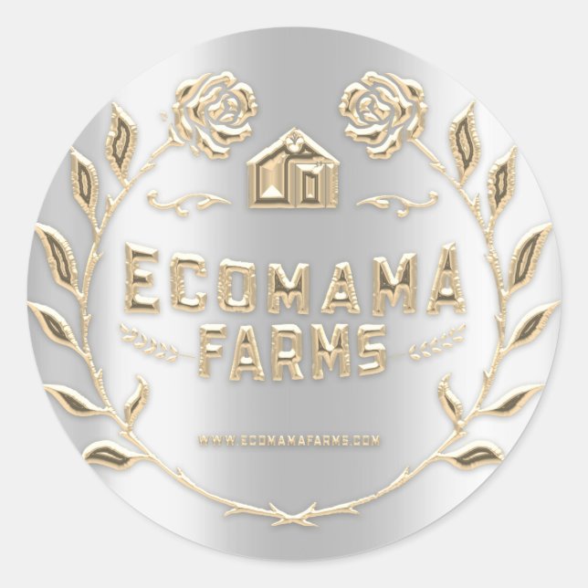 Sticker Rond Rose Logo Personnalisé Tester Exemple Argent (Devant)