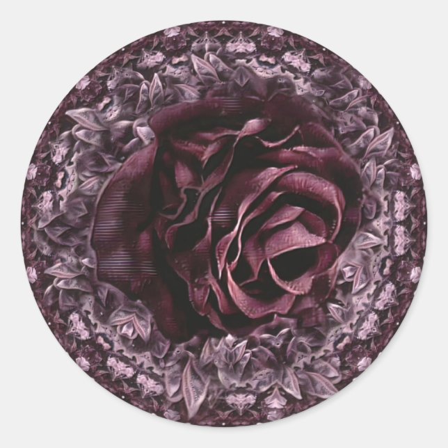 Sticker Rond Rose Mandala (Devant)