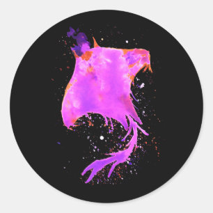 Sticker Rond Rose Manta Ray