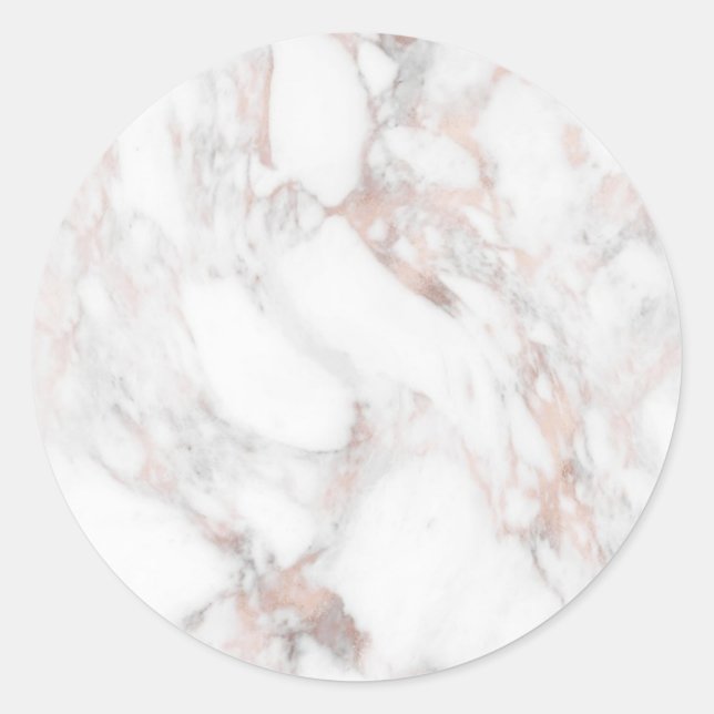 Sticker Rond Rose Marbre or Custom Classic Blank Modèle (Devant)