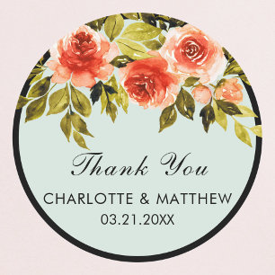 Sticker Rond Rose Mariage Merci  de Mint Green