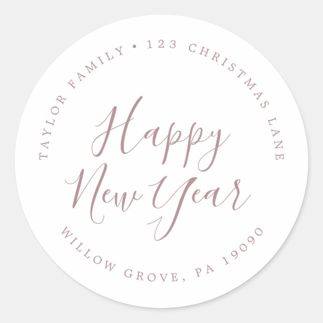 Sticker Rond Rose minimum Gold Nouvel An Circulaire de retour A (Devant)