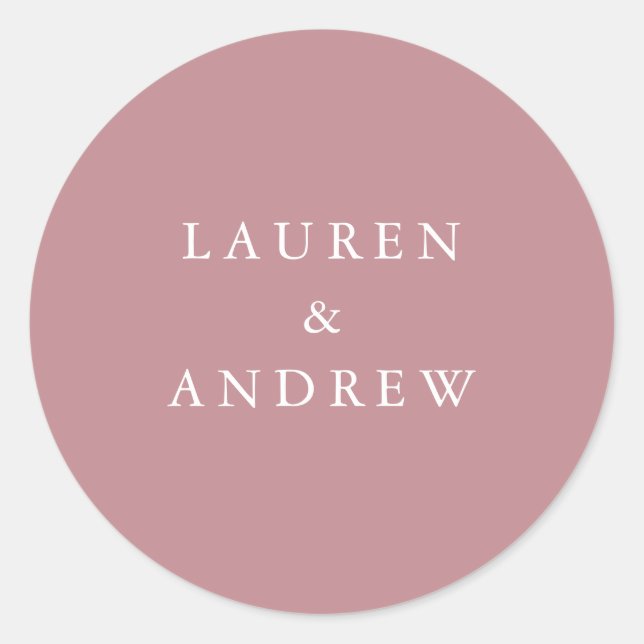 Sticker Rond Rose moderne Dusty Enveloppe Mariage sceaux (Devant)
