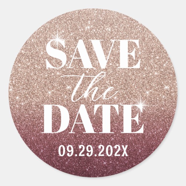 Sticker Rond Rose moderne Gold & Bourgogne Parties scintillant  (Devant)