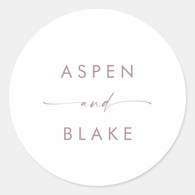 Sticker Rond Rose moderne  Gold Script Mariage Enveloppe sceaux (Devant)