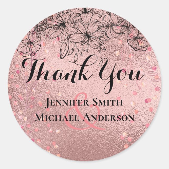 Sticker Rond Rose moderne Gold tendance Mariage budget (Devant)