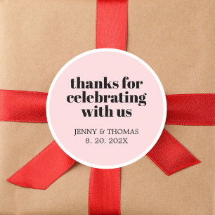 Sticker Rond Rose moderne Merci noir blanc