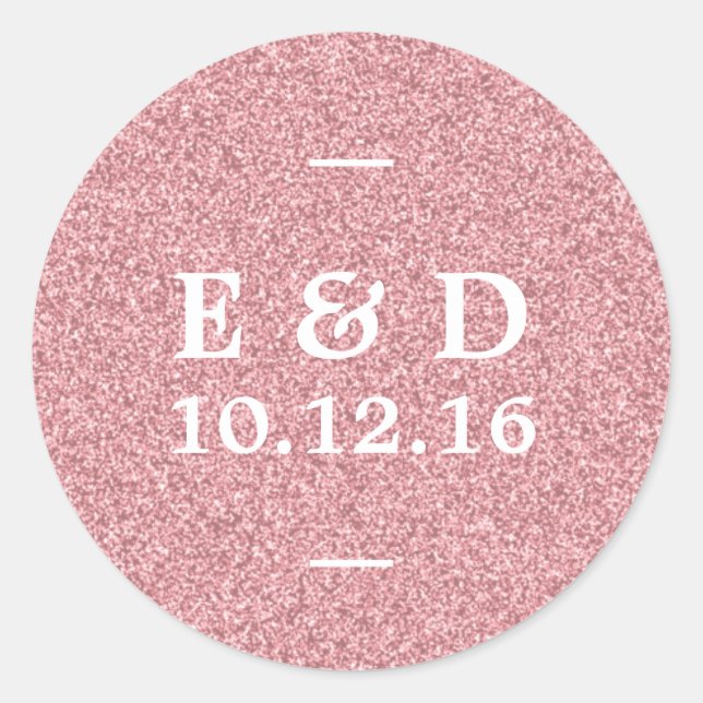 Sticker Rond Rose moderne Parties scintillant or Chic mariage F (Devant)