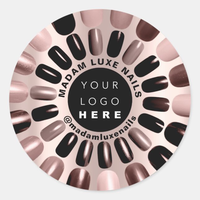 Sticker Rond Rose Nails Stylist Studio Logo personnalisé MMODER (Devant)