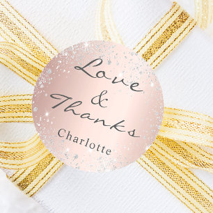 Sticker Rond Rose or argent parties scintillant poussière monog