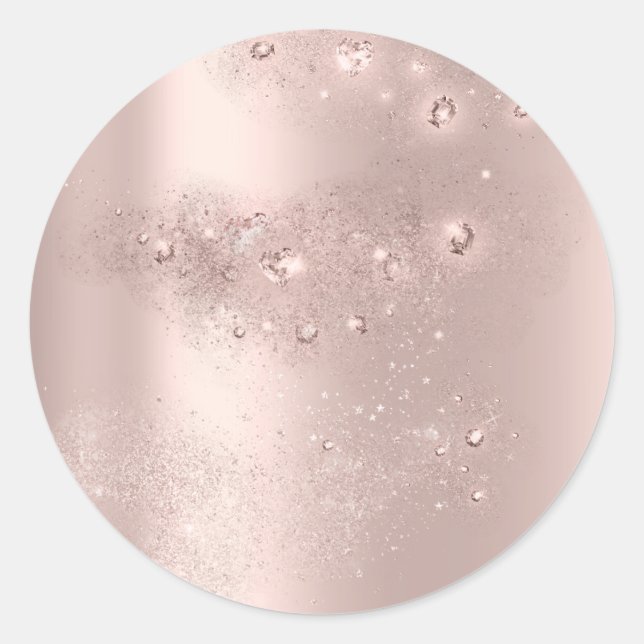 Sticker Rond Rose or Merci étincelle Fête des mariées douce (Devant)