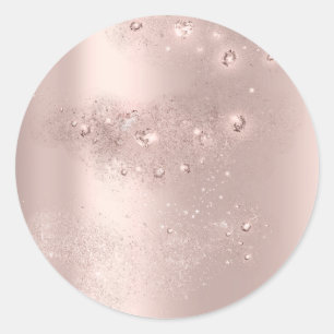 Sticker Rond Rose or Merci étincelle Fête des mariées douce