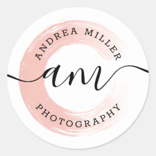 Sticker Rond Rose or minimaliste peinture lave logo personnalis