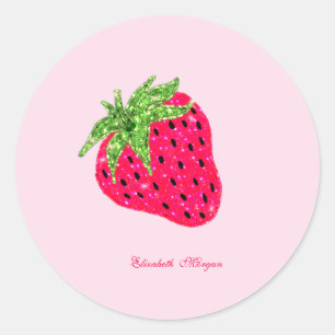 Sticker Rond Rose Pailleté Fraise Froid