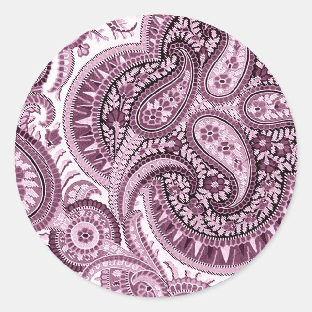 Sticker Rond Rose Paisley (Devant)