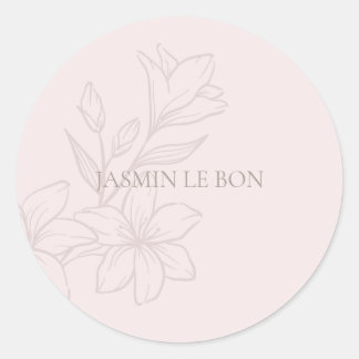 Sticker Rond Rose pâle | Chic minimaliste floral