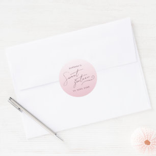 Sticker Rond Rose Pâle Élégant Ombré Script Dix-Seize Ans
