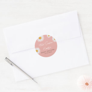 Sticker Rond Rose Pâle Fleur d'Hélène Bonjour Soleil Baby Showe