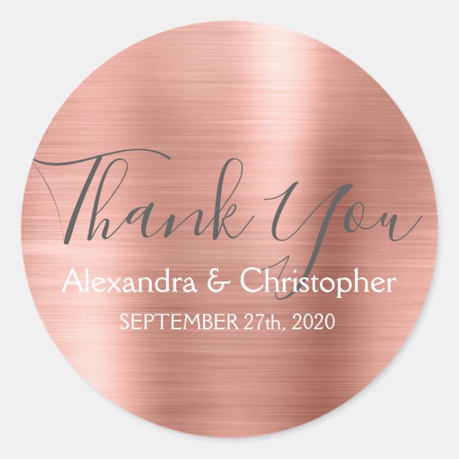 Sticker Rond Rose pâle | Mariage Rose Gold Favor Merci (Devant)