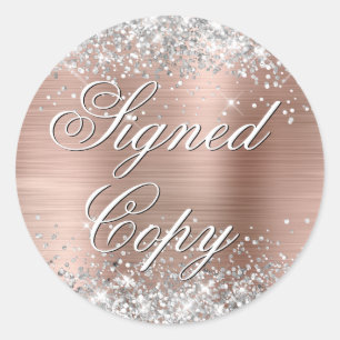 Sticker Rond Rose Parties scintillant Argent Or Foil fantaisie 