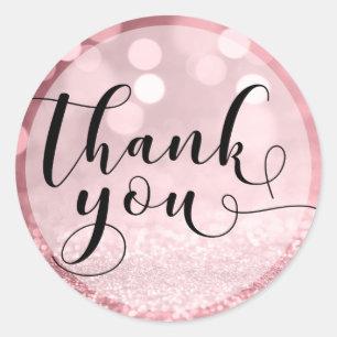 Sticker Rond Rose Parties scintillant or Bokeh & Typographie Me