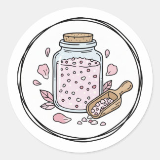 Sticker Rond Rose Petal Bath Soak Label Illustration | Floral