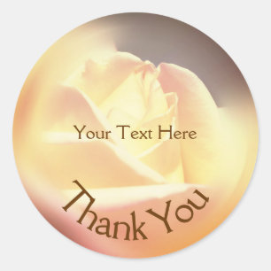 Sticker Rond Rose Pétales Fleur Merci Personnalisé