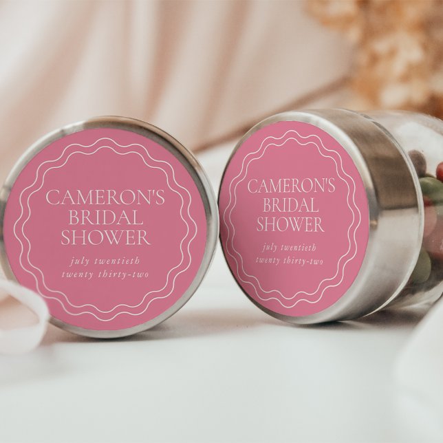 Sticker Rond Rose Pivoine | Bordure Ondulée en Coquille pour Ba (Créateur téléchargé)