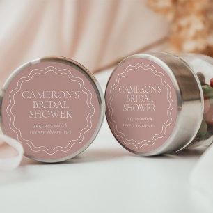 Sticker Rond Rose Poussiéreux   Fête de Mariage à Bordure Ondul