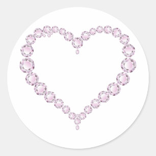 Sticker Rond Rose Quartz Gem Heart