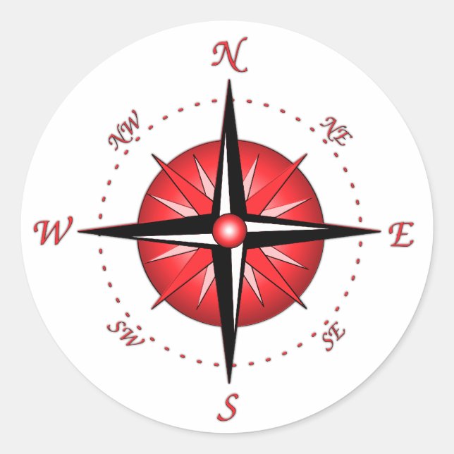 Sticker Rond Rose Red Compass (Devant)