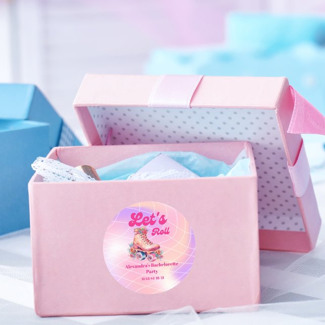 Sticker Rond Rose Rétro Disco Roller Skating  Enterrement de Vi (Créateur téléchargé)