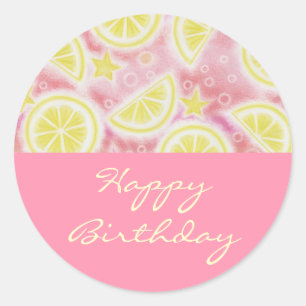 Sticker Rond Rose rond de limonade d'autocollant rose de