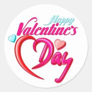 Sticker rond rose rose Coeur Saint Valentin