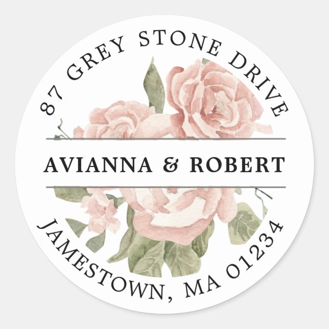 Sticker Rond Rose rose Dusty Adresse de retour (Devant)