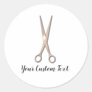Sticker Rond Rose Rose Gold Metallo Salon Hair Styliste Ciseaux