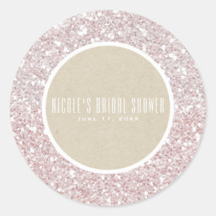 Sticker Rond Rose Rose Gold Parties scintillant Kraft Élégant m