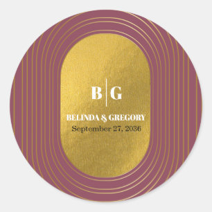 Sticker Rond Rose rose & or moderne minimaliste Arch Mariage