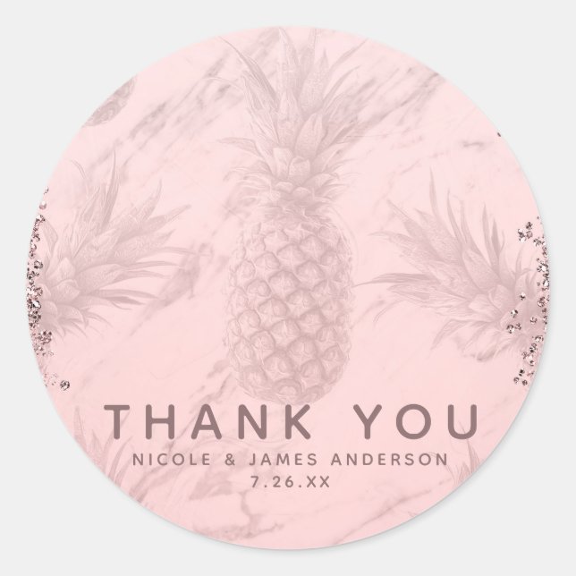 Sticker Rond Rose Rose Parties scintillant or ananas Faveur tro (Devant)
