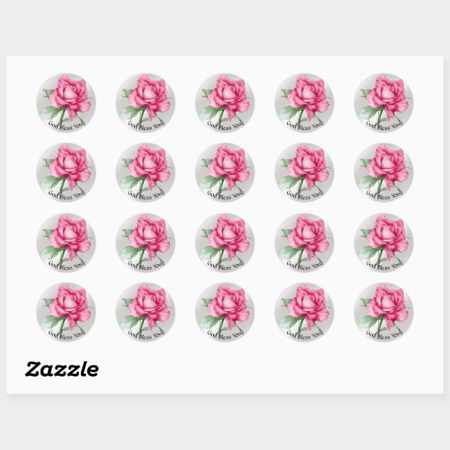 Sticker Rond Rose rose rose (Feuille)