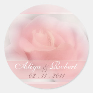 Sticker Rond rose rose rose pâle mariage date rappel
