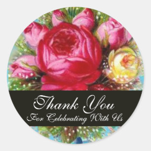 Sticker Rond ROSE ROSE ROSE ROSE ROUGE Merci