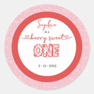 Sticker Rond Rose Rouge Baie Douce Première Fille 1er Anniversa