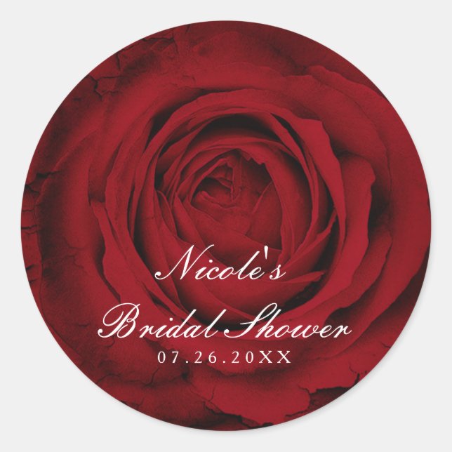 Sticker Rond Rose rouge Belle florale Élégante fête de mariage (Devant)