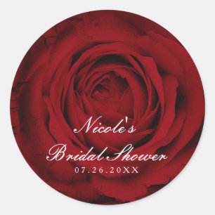 Sticker Rond Rose rouge Belle florale Élégante fête de mariage
