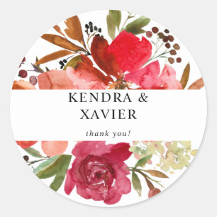Sticker Rond Rose rouge et Merci rose 3
