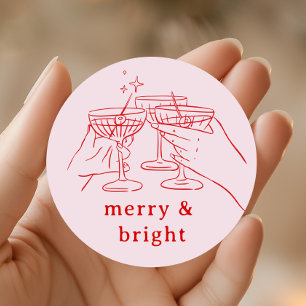 Sticker Rond Rose Rouge Féminin Noël